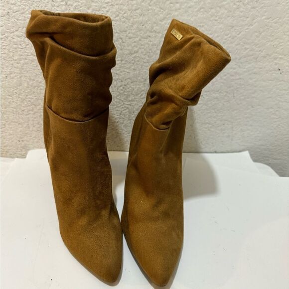 Bebe Savita Tan Dressy Block Heel Boot Shoes - Picture 11 of 12